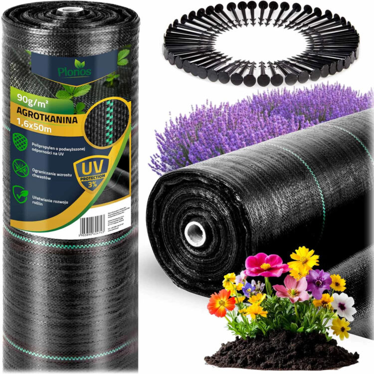 Záhradná agrotextília 90g/m2, 1,6m x 50m, čierna | Plonos