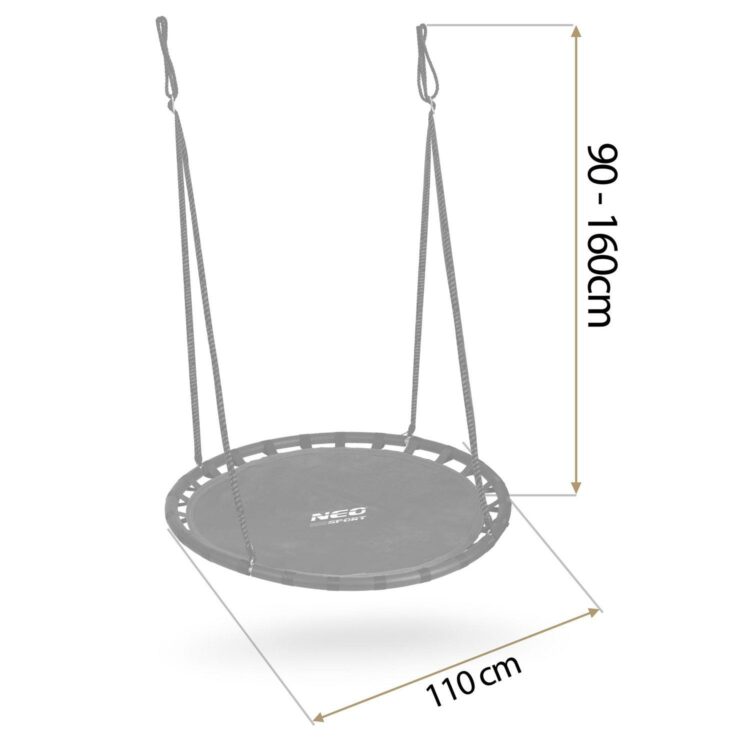 Záhradná hojdačka bocianie hniezdo, 110cm, čierne | Neo-Sport