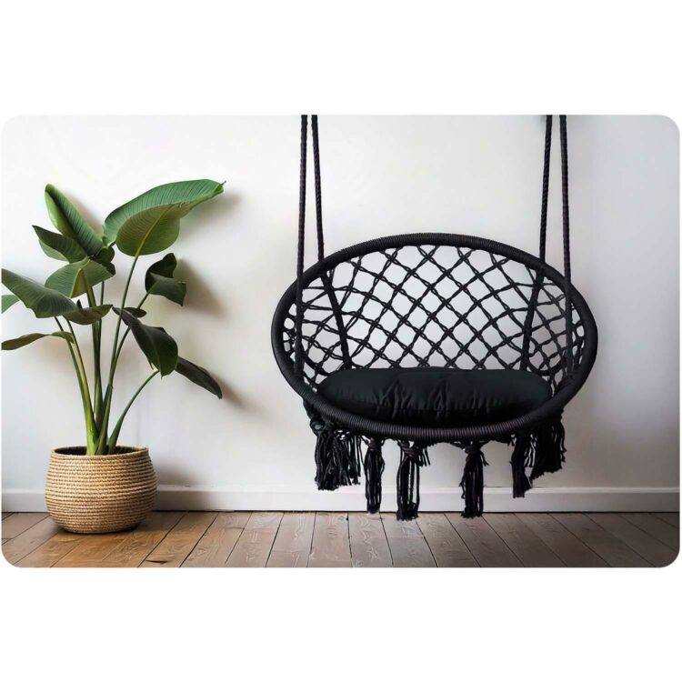 Závesné záhradné kreslo BOHO, čierne, vankúšik | Sofotel