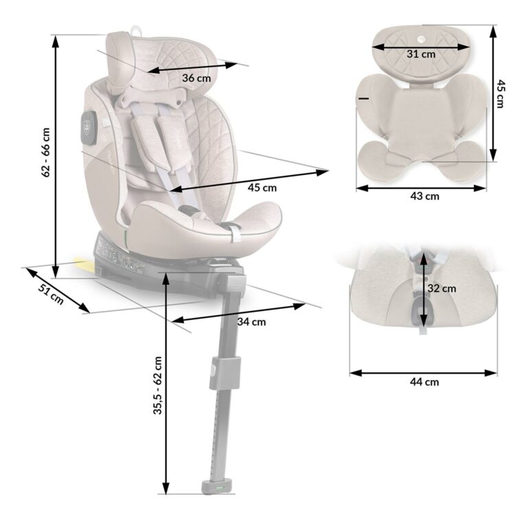 Autosedačka Aero Line, ISOFIX,0-36 kg, béžová | Nukido