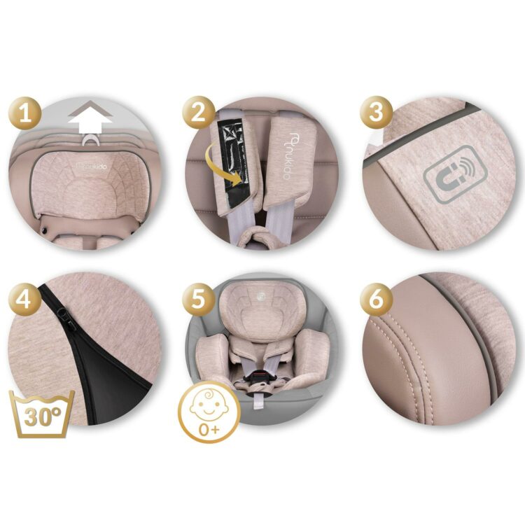 Autosedačka Aero Line, ISOFIX,0-36 kg, béžová | Nukido