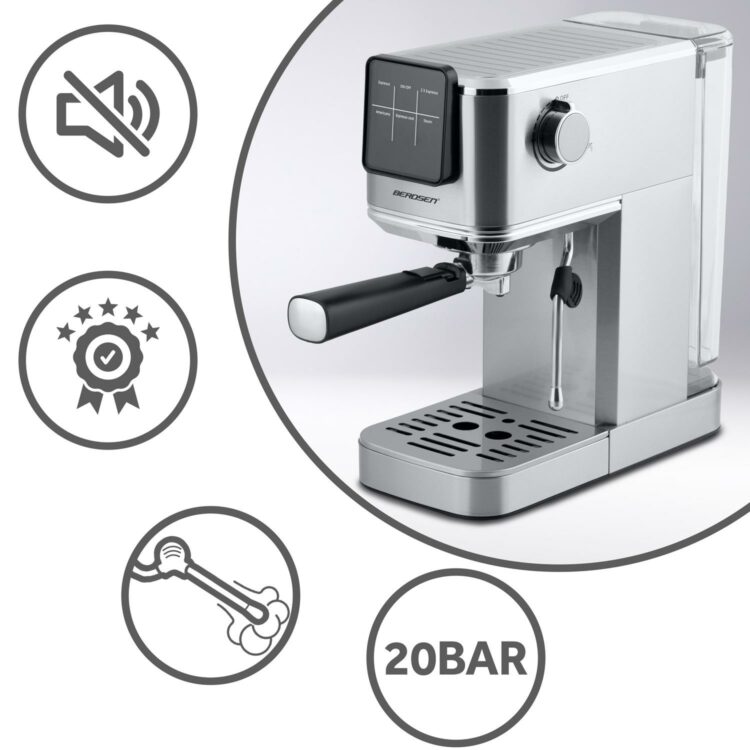 Pákový kávovar BD-770, 20bar, strieborný | Berdsen