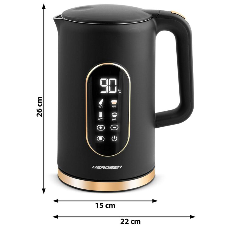 Rýchlovarná kanvica BD-712, 1,7L, čierno-zlatá | Berdsen