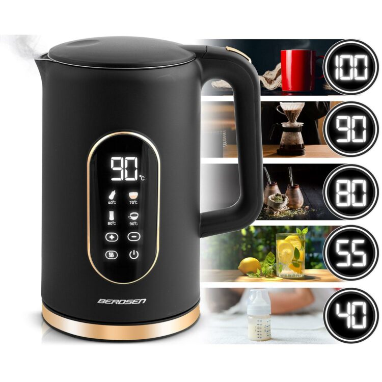 Rýchlovarná kanvica BD-712, 1,7L, čierno-zlatá | Berdsen