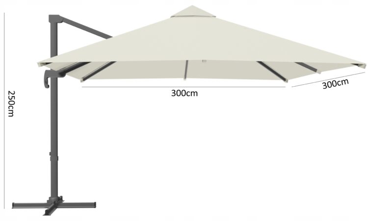 Záhradný slnečník ROMA, 3x3m, béžový | Garden Line