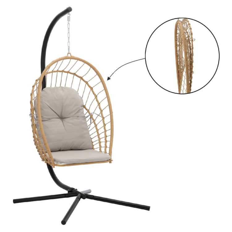 Závesné záhradné kreslo Eris, šedé + vankúš | Garden Line