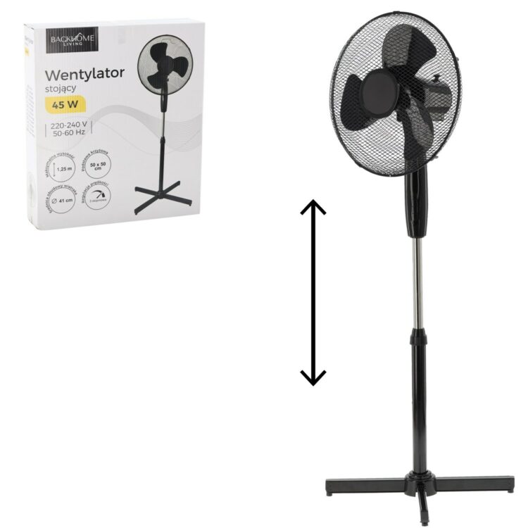 Podlahový ventilátor, 45W, čierny | FAN9004