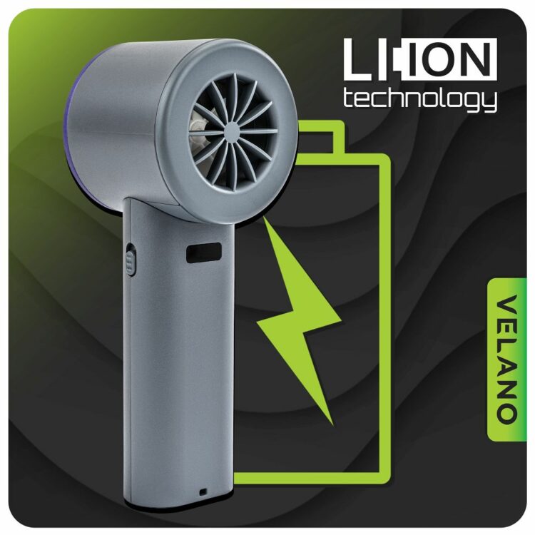 Ručný akumulátorový ventilátor, šedo-fialový | Velano