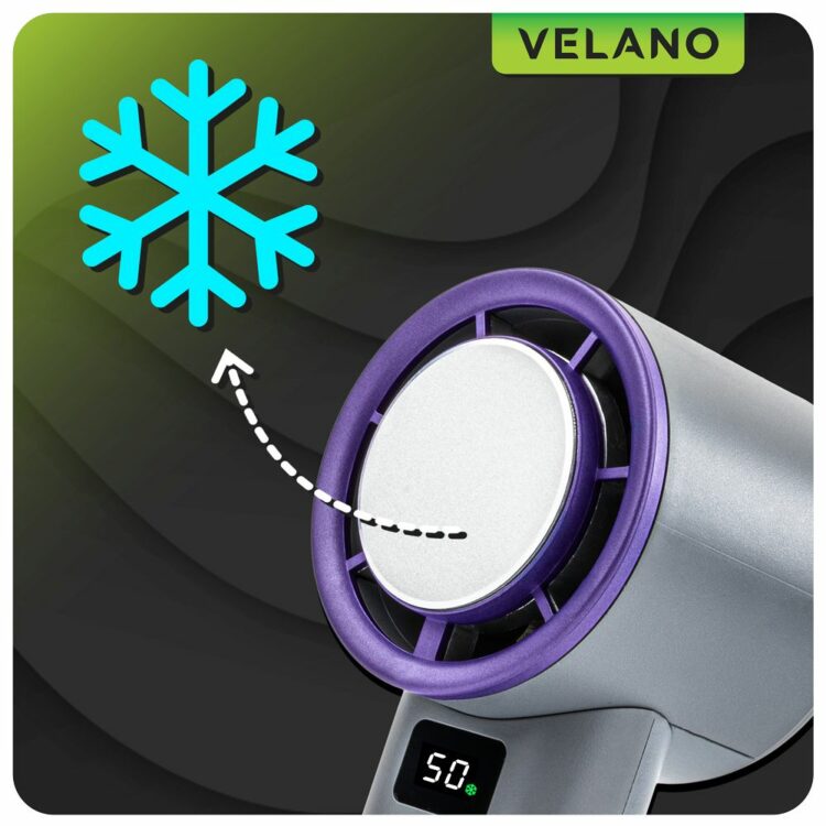 Ručný akumulátorový ventilátor, šedo-fialový | Velano