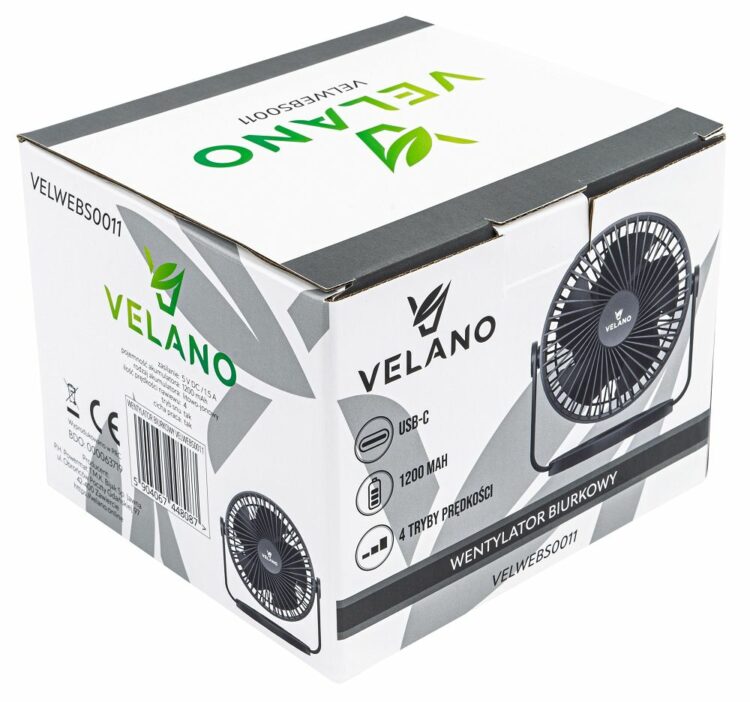 Stolný ventilátor VELWEBS0011, čierny | Velano