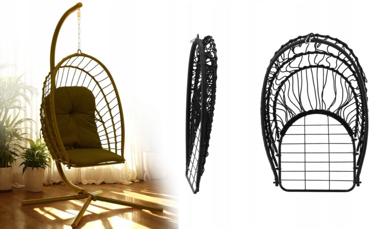 Závesné záhradné kreslo Eris, čierne + vankúš | Garden Line