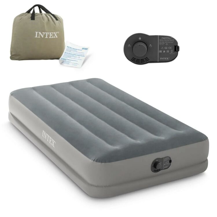 Nafukovací matrac s pumpou, 191x 99x30cm, sivý | INTEX