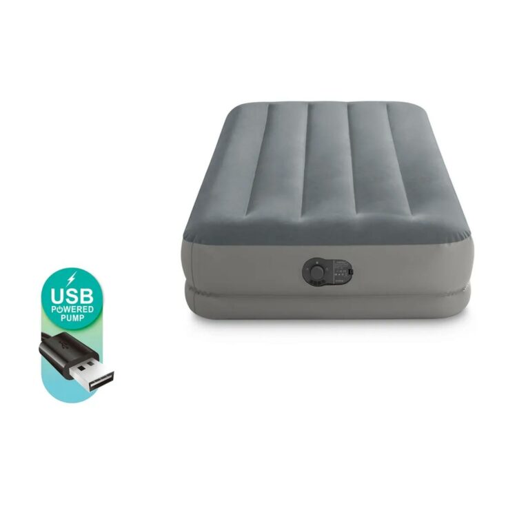 Nafukovací matrac s pumpou, 191x 99x30cm, sivý | INTEX