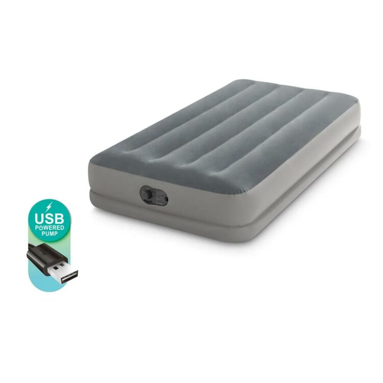 Nafukovací matrac s pumpou, 191x 99x30cm, sivý | INTEX