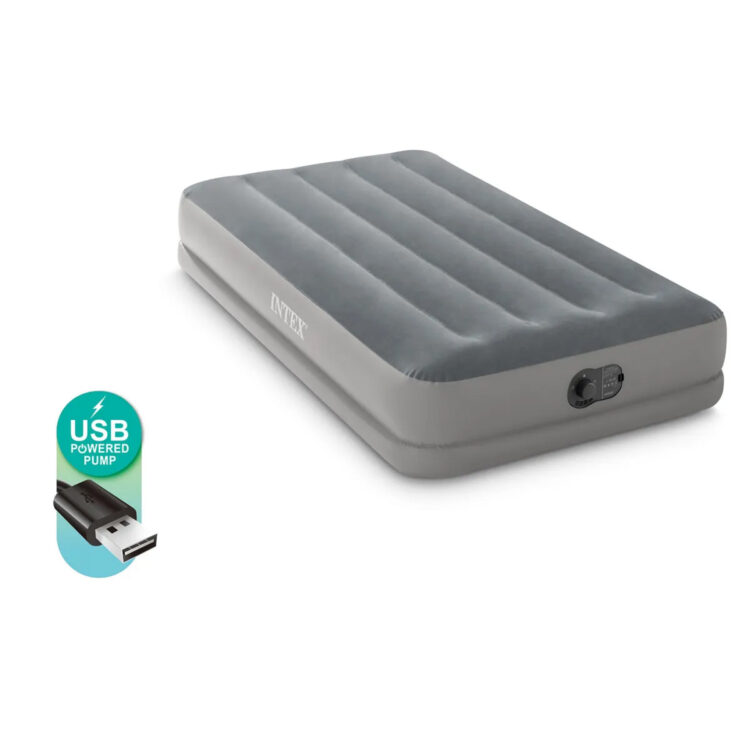 Nafukovací matrac s pumpou, 191x 99x30cm, sivý | INTEX