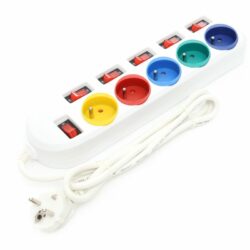 Predlžovací kábel s vypínačmi, 5m, biely | KD4002