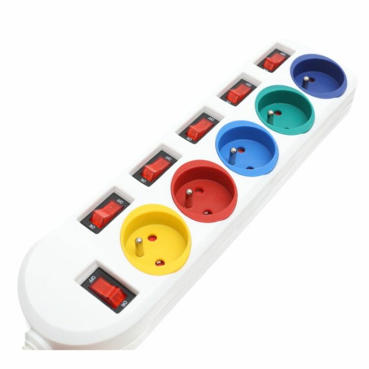 Predlžovací kábel s vypínačmi, 5m, biely | KD4002