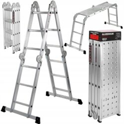 Skladací hlinkový rebrík s plošinou, 4×4, 460cm | KD4071