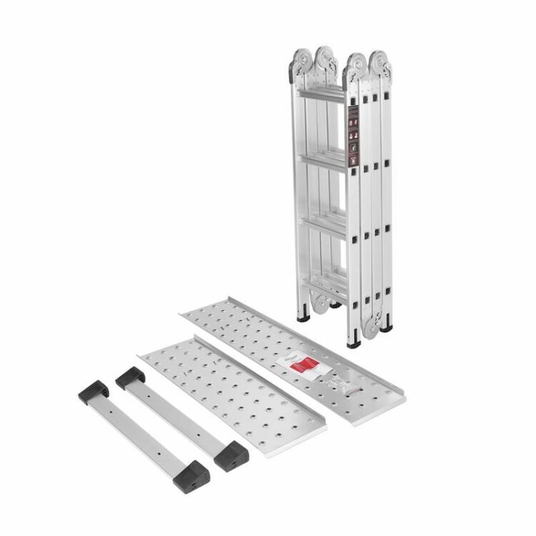 Skladací hlinkový rebrík s plošinou, 4×4, 460cm | KD4071