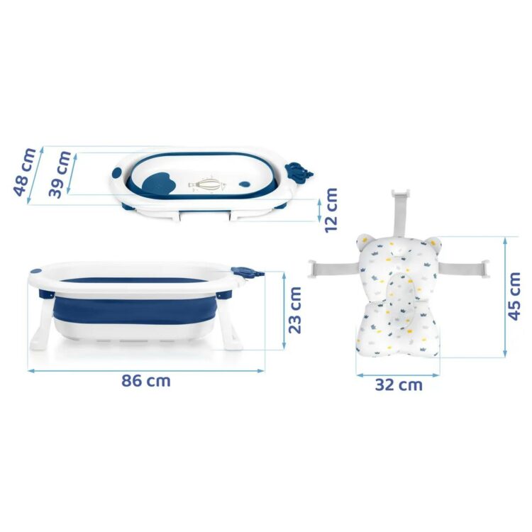 Skladacia detská vanička RK-286, bielo-modrá | Ricokids