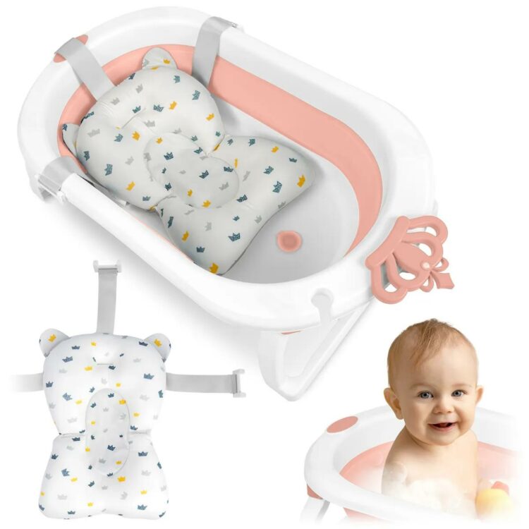 Skladacia detská vanička RK-286, bielo-ružová | Ricokids