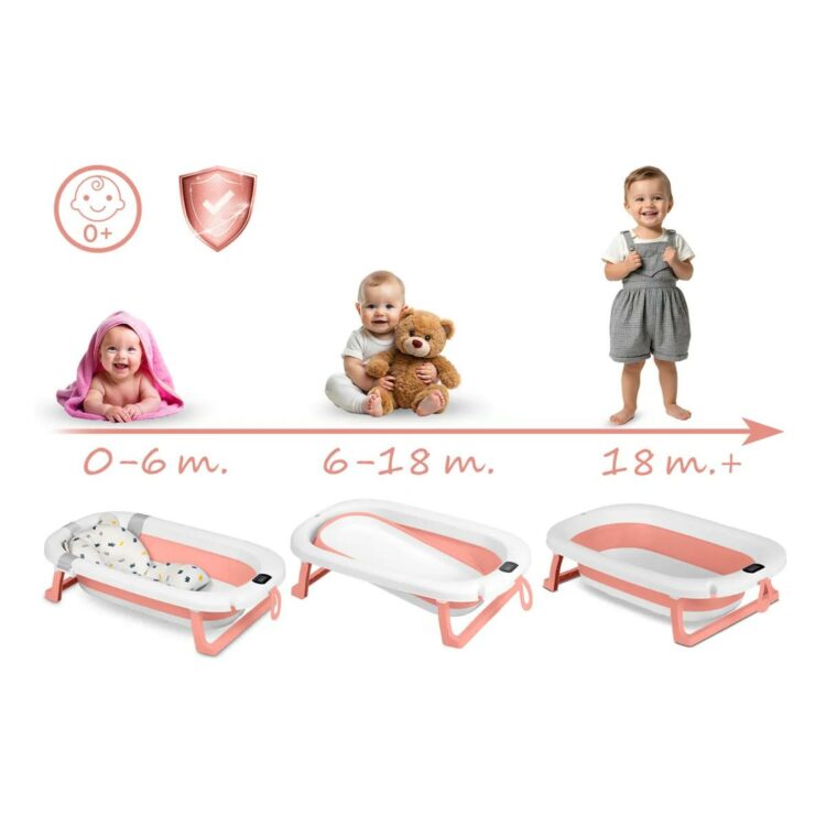 Skladacia detská vanička RK-287, bielo-ružová | Ricokids