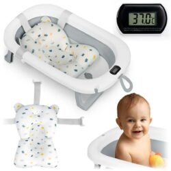 Skladacia detská vanička RK-287, bielo-sivá | Ricokids