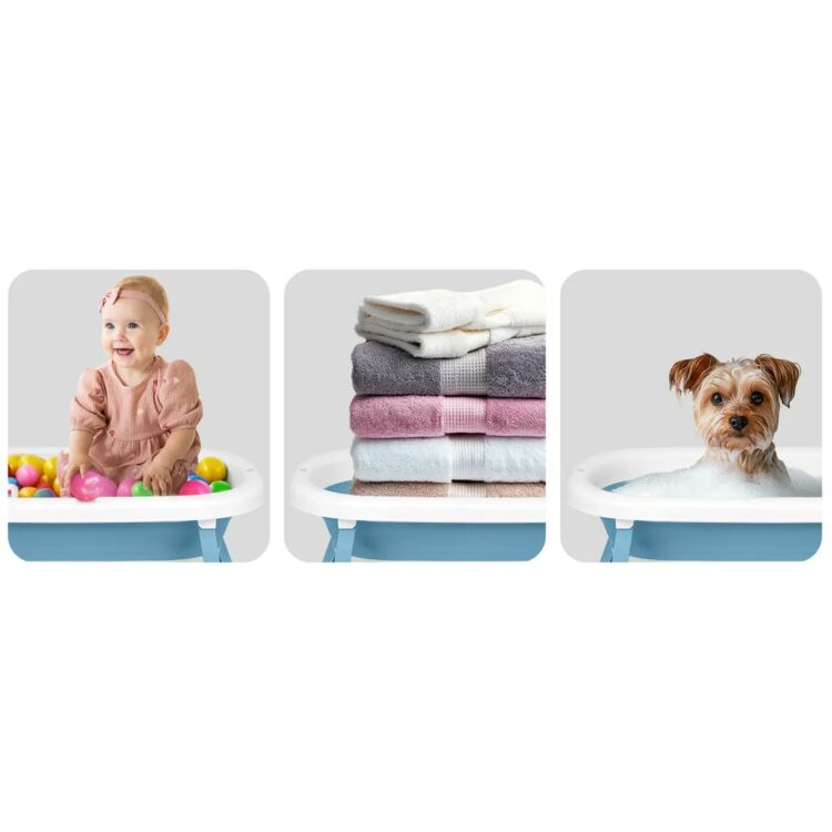 Skladacia detská vanička so stojanom RK-287, bielo-modrá | Ricokids