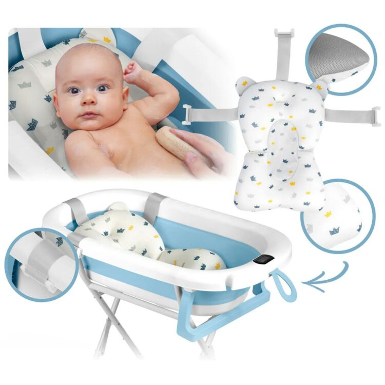 Skladacia detská vanička so stojanom RK-287, bielo-modrá | Ricokids
