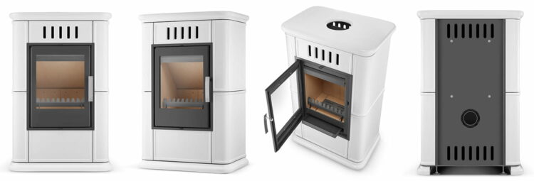 Krbové kachle OLBIA s prívodom vzduchu, 7,5kW | biele
