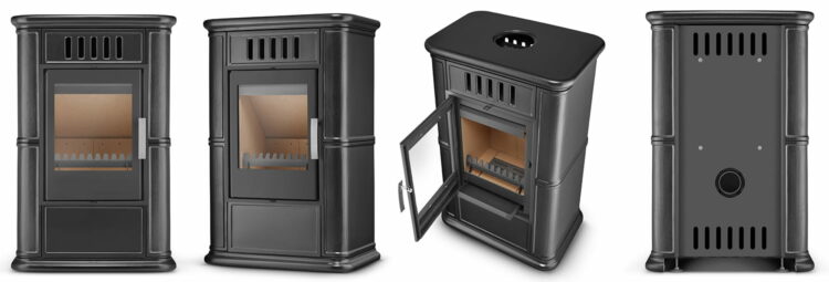 Krbové kachle OLBIA s prívodom vzduchu, 7,5kW | čierne