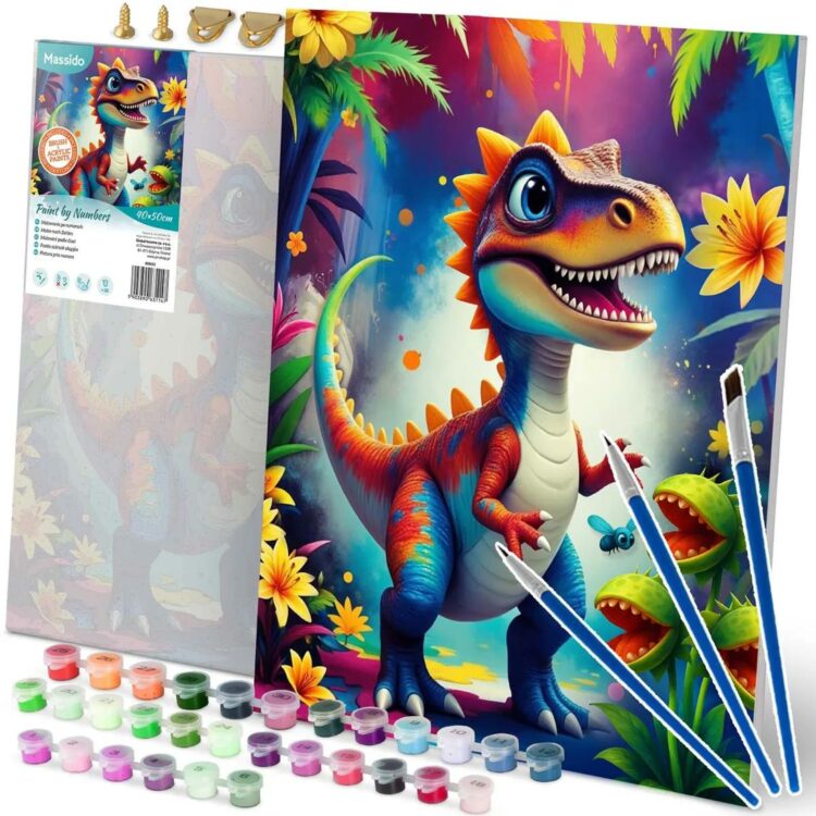Maľovanie podľa čísel, 40x50cm, dinosaurus | Massido