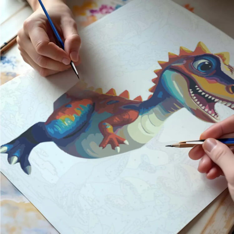 Maľovanie podľa čísel, 40x50cm, dinosaurus | Massido