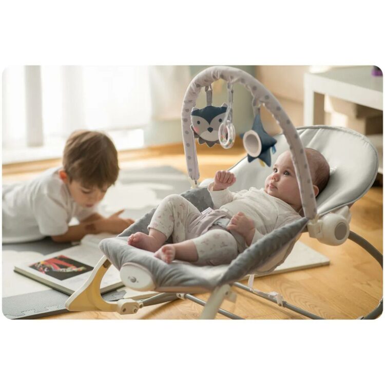 Detské hojdacie vibračné lehátko, sivé | Ricokids