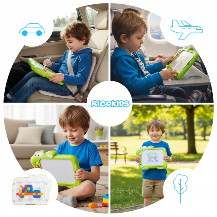 Detská magnetická tabuľa na kreslenie RK-823, zelená | Ricokids