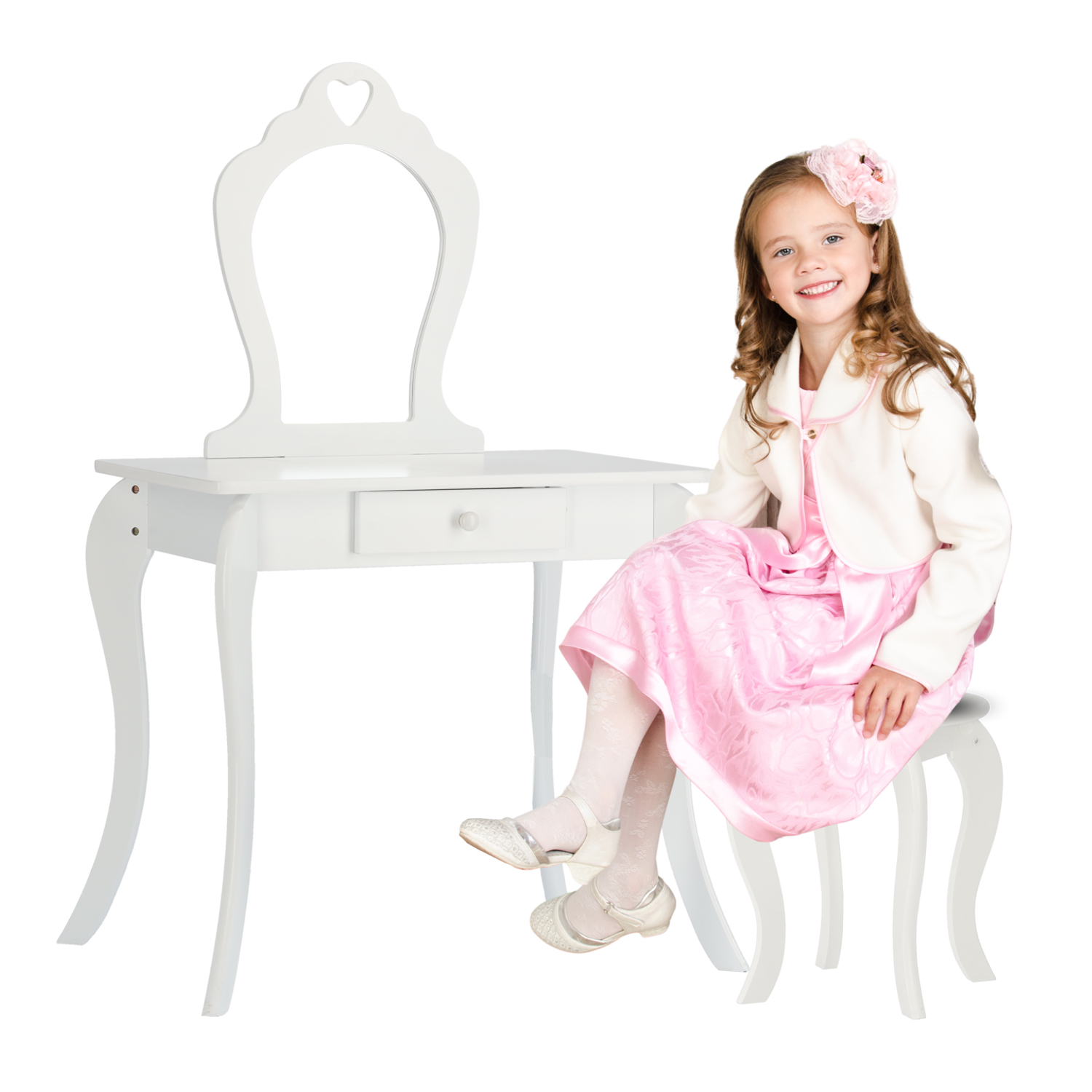 Detský kozmetický stolík so zrkadlom | biely Detský kozmetický stolík so zrkadlom | biely