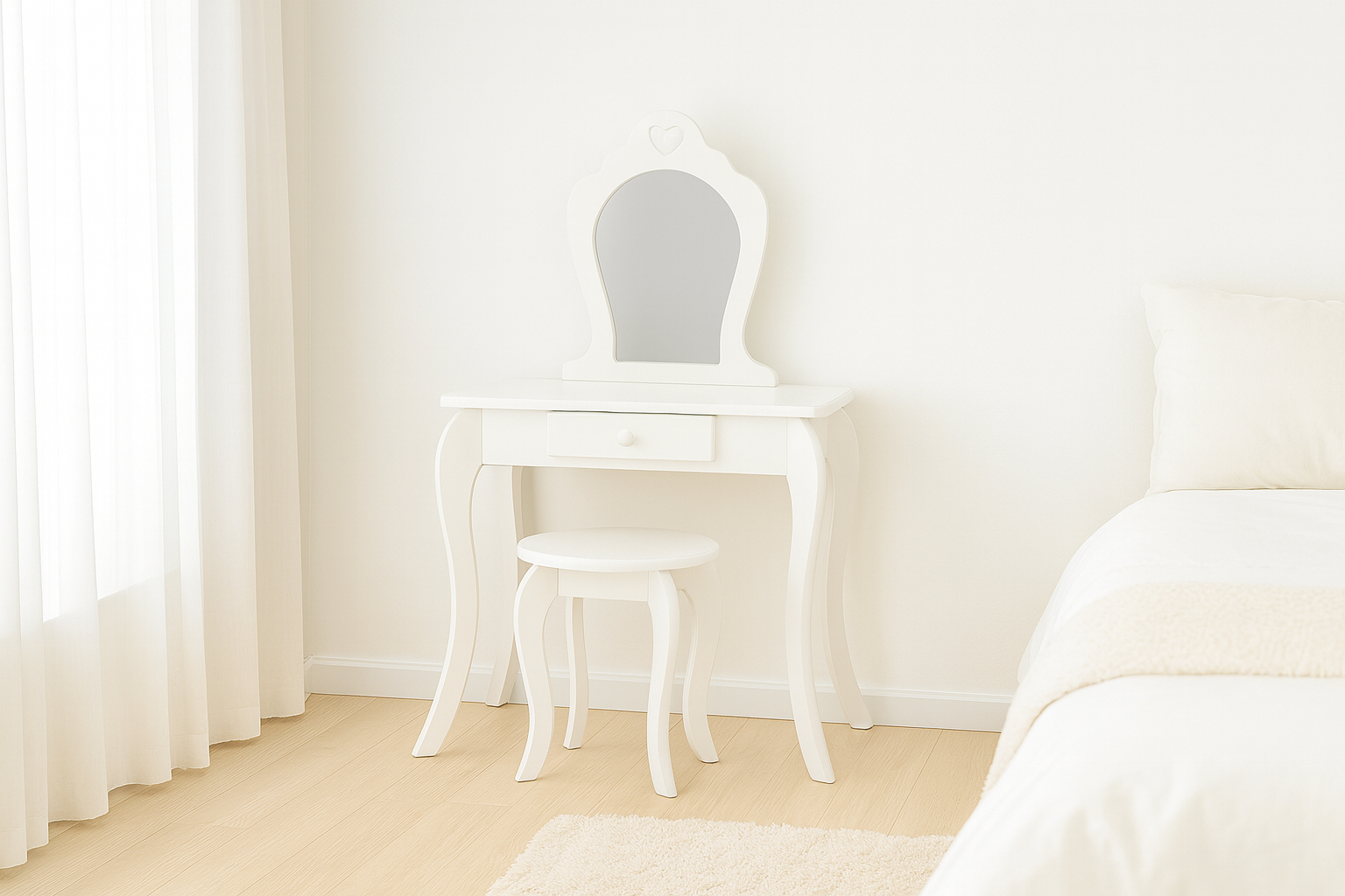 Detský kozmetický stolík so zrkadlom | biely Detský kozmetický stolík so zrkadlom | biely