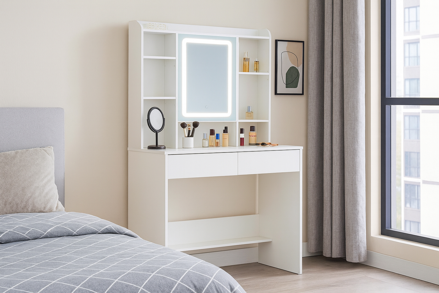 Toaletný stolík s LED osvetlením | biely Toaletný stolík s LED osvetlením | biely