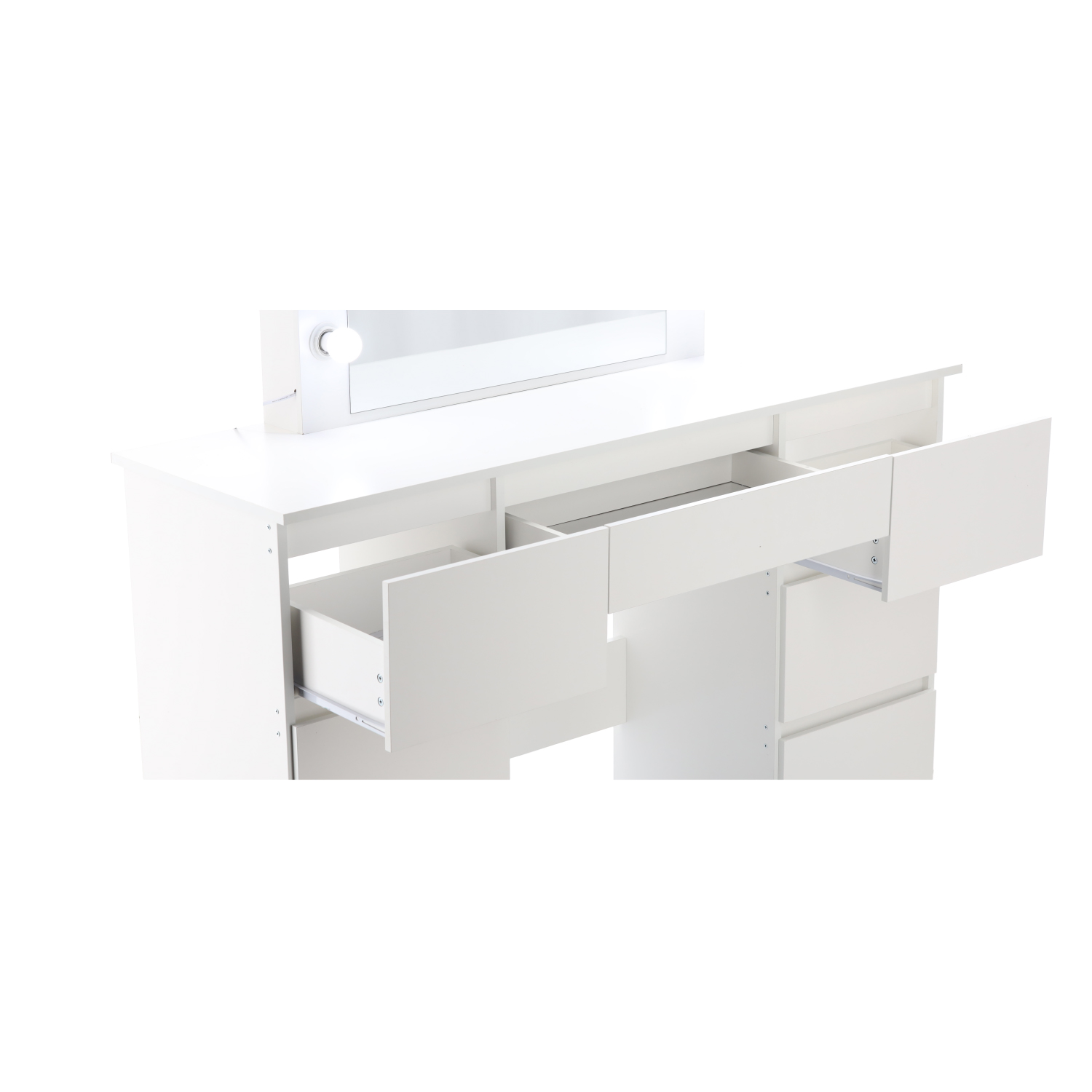Toaletný stolík s LED osvetlením, 7 zásuviek | biely Toaletný stolík s LED osvetlením, 7 zásuviek | biely