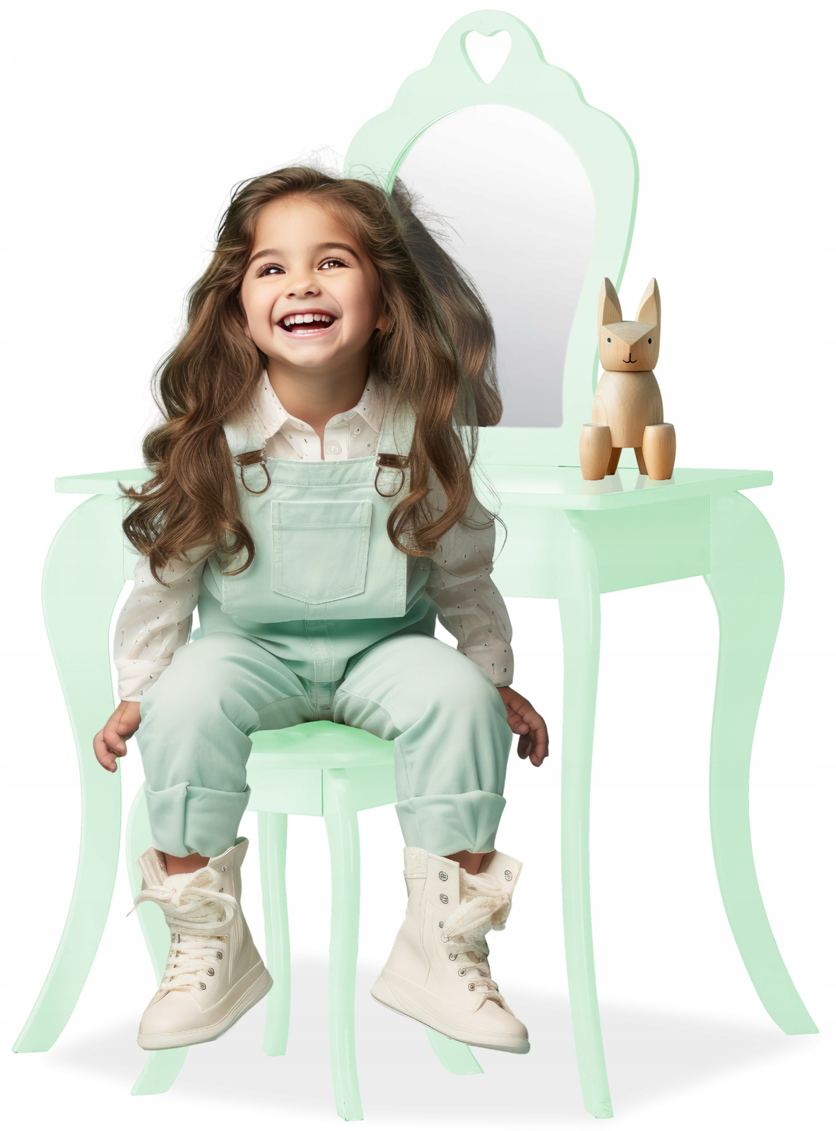 Detský kozmetický stolík so zrkadlom | zelený Detský kozmetický stolík so zrkadlom | zelený