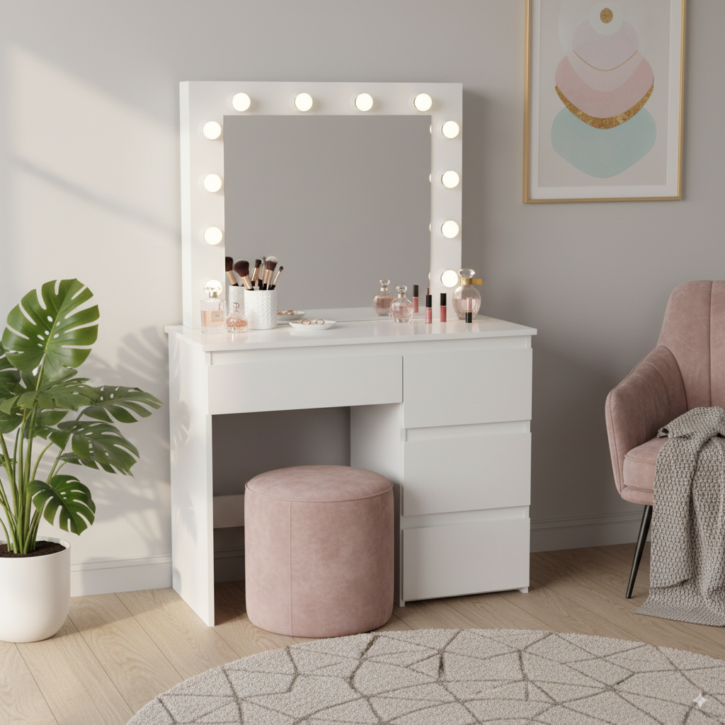 Toaletný stolík s LED osvetlením PRO HOLLYWOOD | biely Toaletný stolík s LED osvetlením PRO HOLLYWOOD | biely