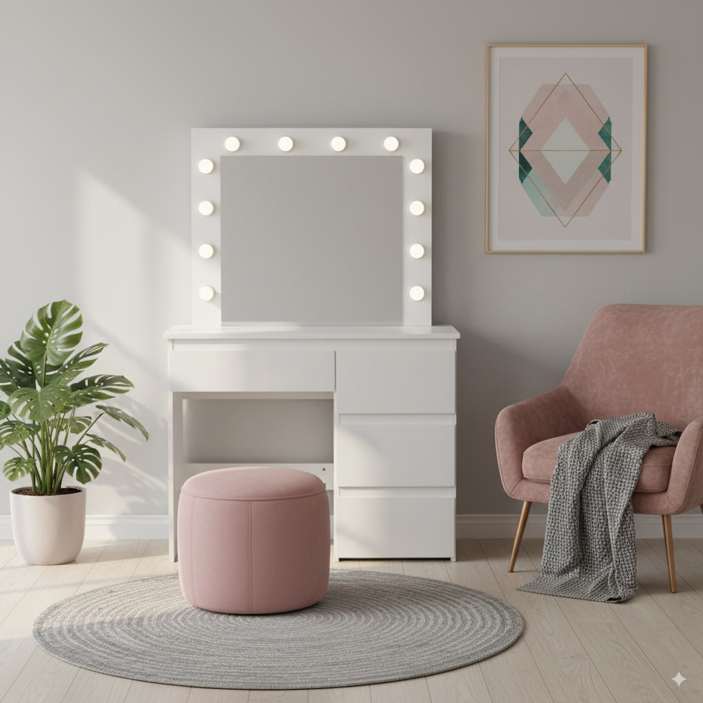 Toaletný stolík s LED osvetlením PRO HOLLYWOOD | biely Toaletný stolík s LED osvetlením PRO HOLLYWOOD | biely