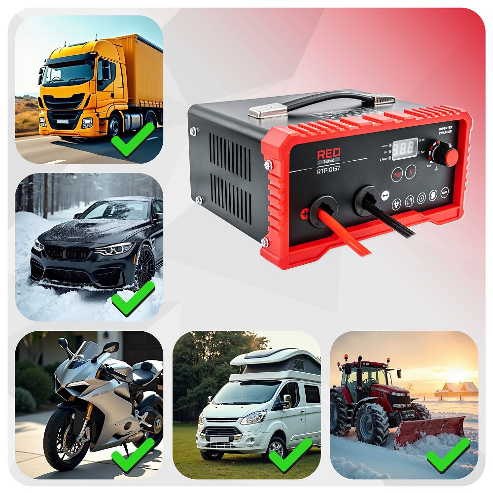 Invertorová nabíjačka autobatérií RTPI0167, 1450W | RED TECHNIC Invertorová nabíjačka autobatérií RTPI0167, 1450W | RED TECHNIC