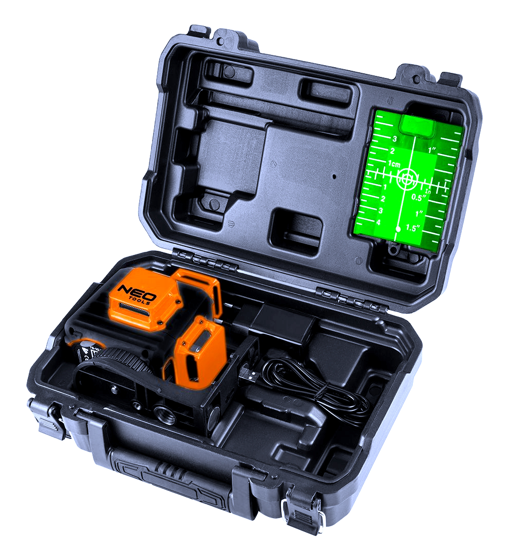 Krížový 3D laser so zeleným lúčom, 20m | NEO TOOLS Krížový 3D laser so zeleným lúčom, 20m | NEO TOOLS