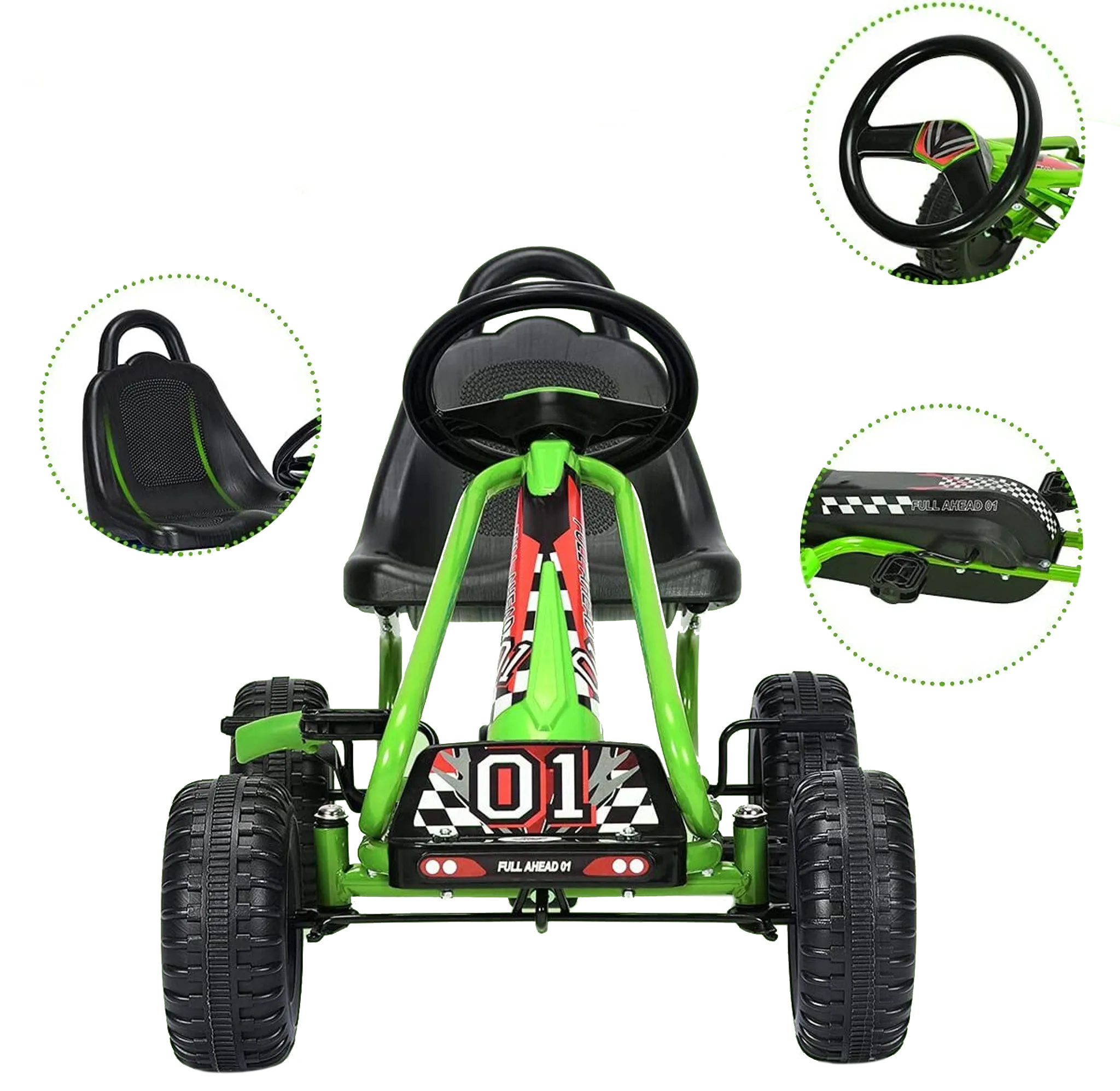 Detská motokára s ručnou brzdou, zelená, 30kg | COSTWAY Detská motokára s ručnou brzdou, zelená, 30kg | COSTWAY