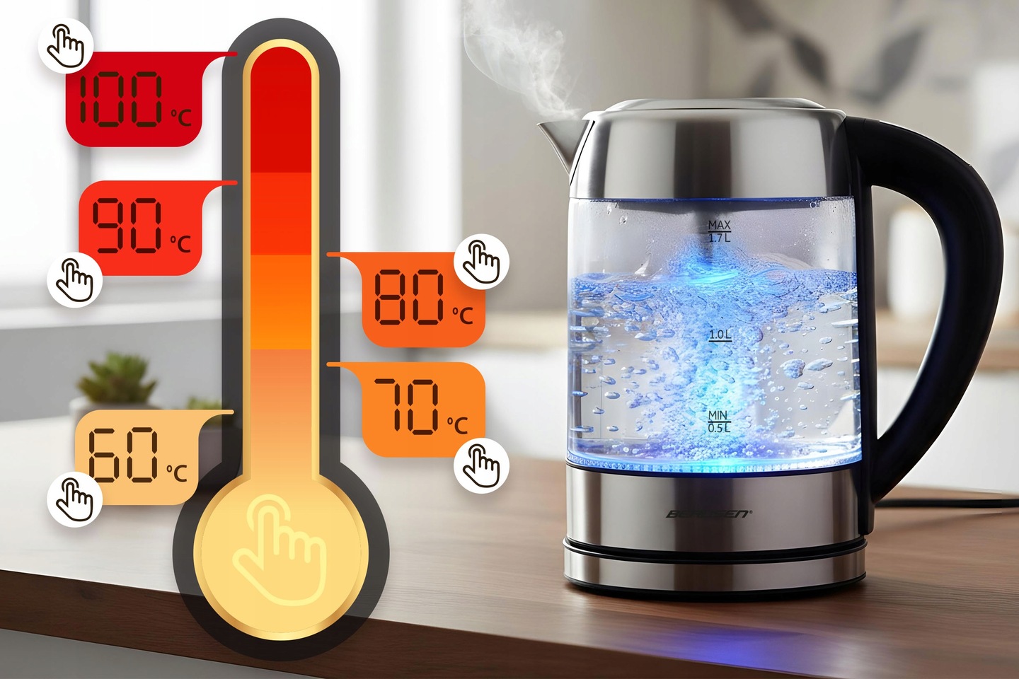 Rýchlovarná kanvica BD-714, 1,7L, 2200W | Berdsen Rýchlovarná kanvica BD-714, 1,7L, 2200W | Berdsen