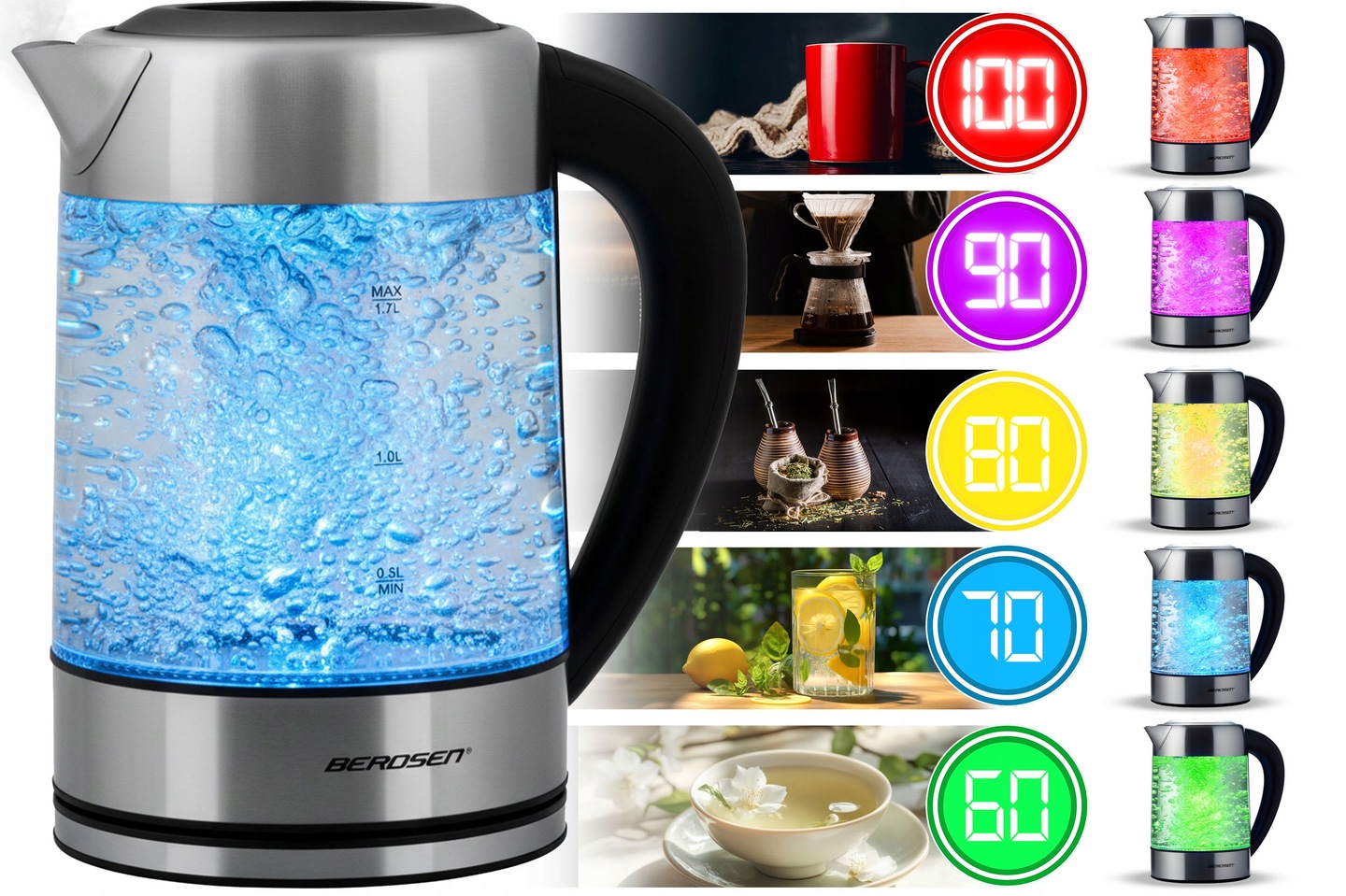 Rýchlovarná kanvica BD-714, 1,7L, 2200W | Berdsen Rýchlovarná kanvica BD-714, 1,7L, 2200W | Berdsen