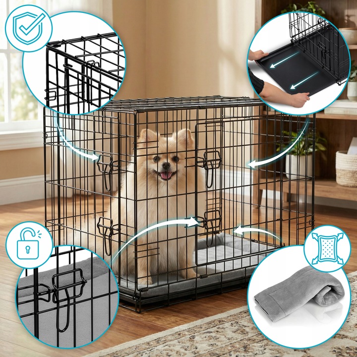 Klietka pre psa s podložkou PH-200, S, 75x45x54cm | Pethaus Klietka pre psa s podložkou PH-200, S, 75x45x54cm | Pethaus