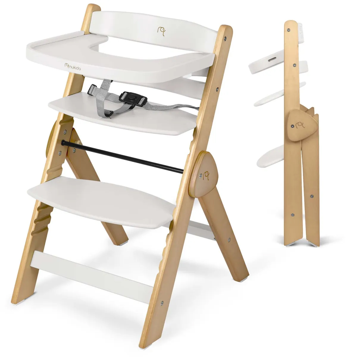 Detská jedálenská stolička Timo 2v1, biela | Nukido Detská jedálenská stolička Timo 2v1, biela | Nukido