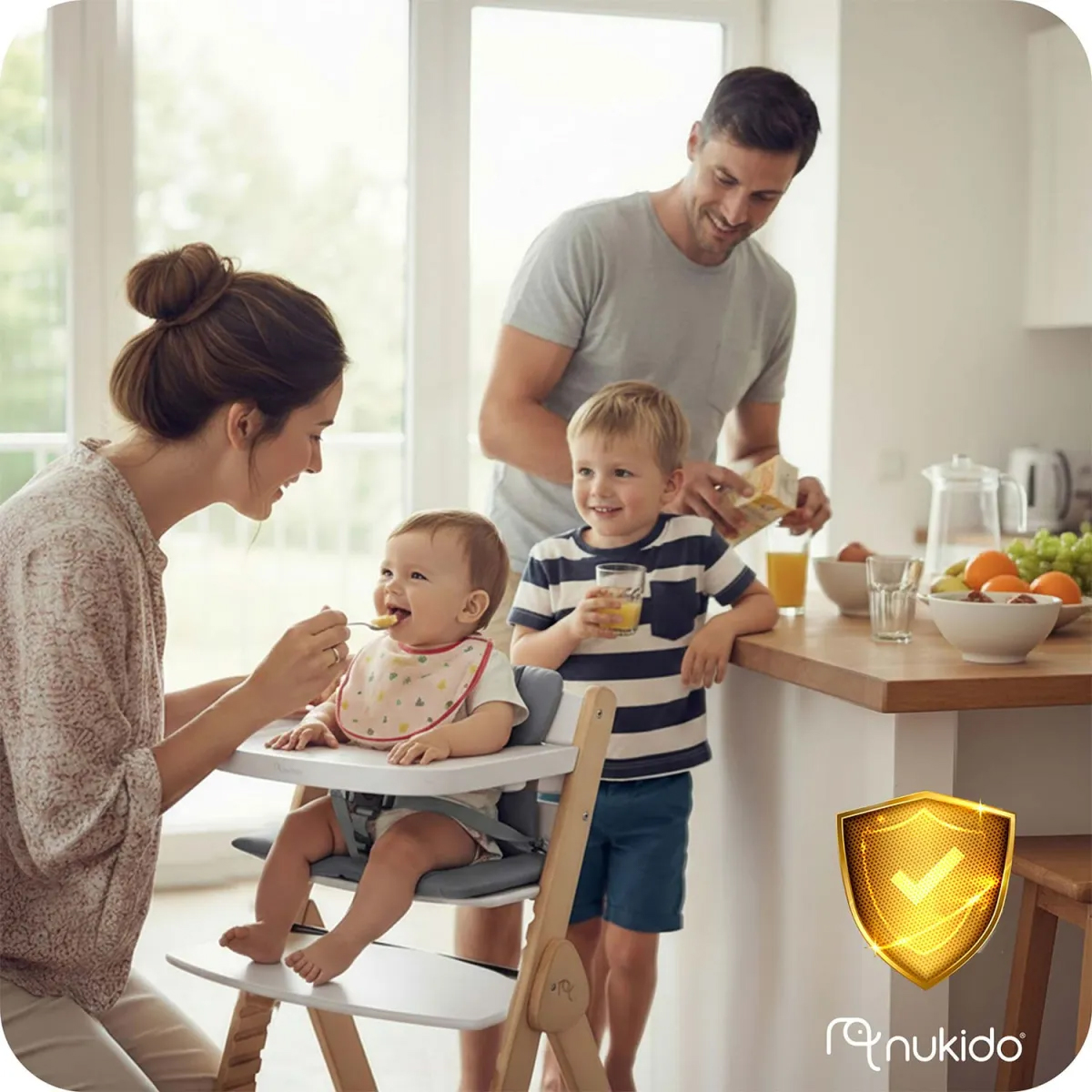 Detská jedálenská stolička Timo 2v1, biela | Nukido Detská jedálenská stolička Timo 2v1, biela | Nukido